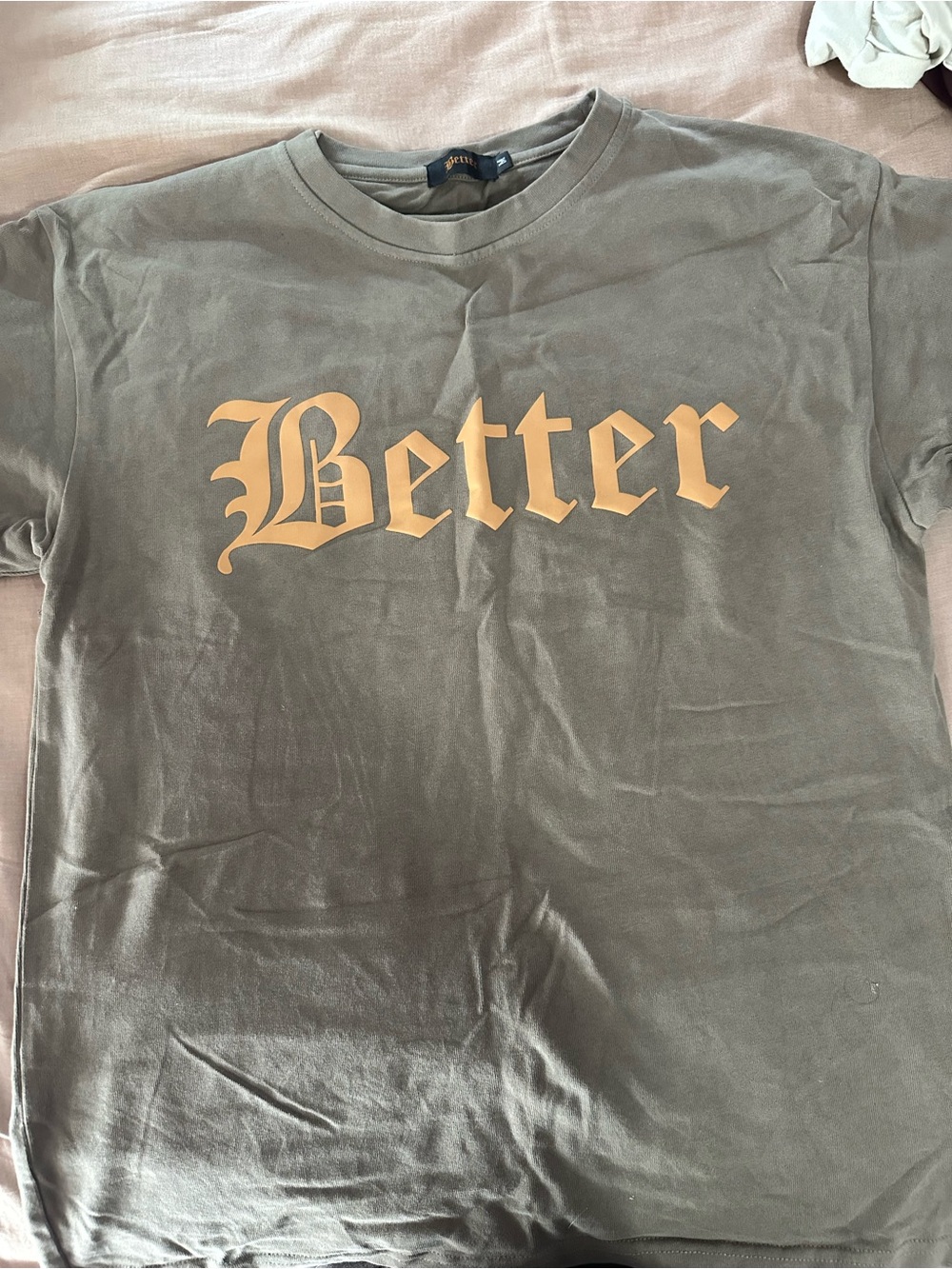 Better Graphic Crew Tee - Olive with Tan Print